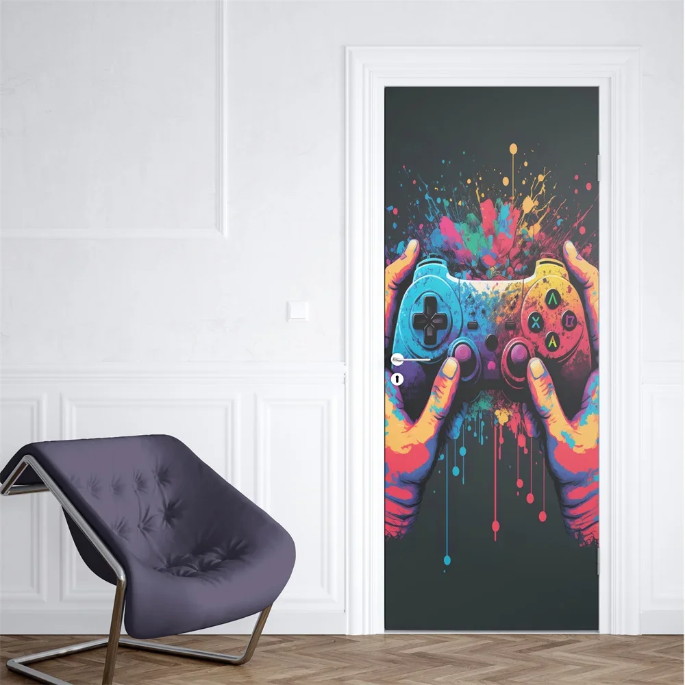 Gaming Console Wallpaper - نيون الشرير لعبة الباب ملصق ،