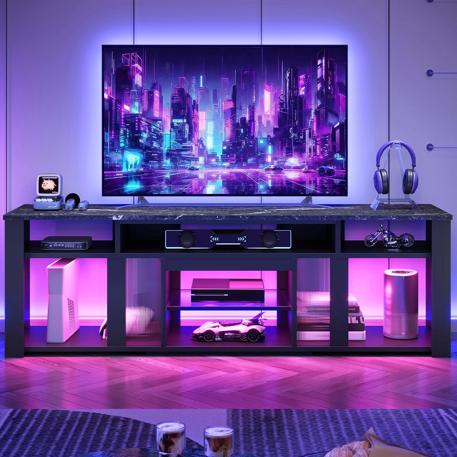 حامل تلفزيون 80 بوصة، مركز ترف - مراجعة Gaming Console Tv Stand وسعره