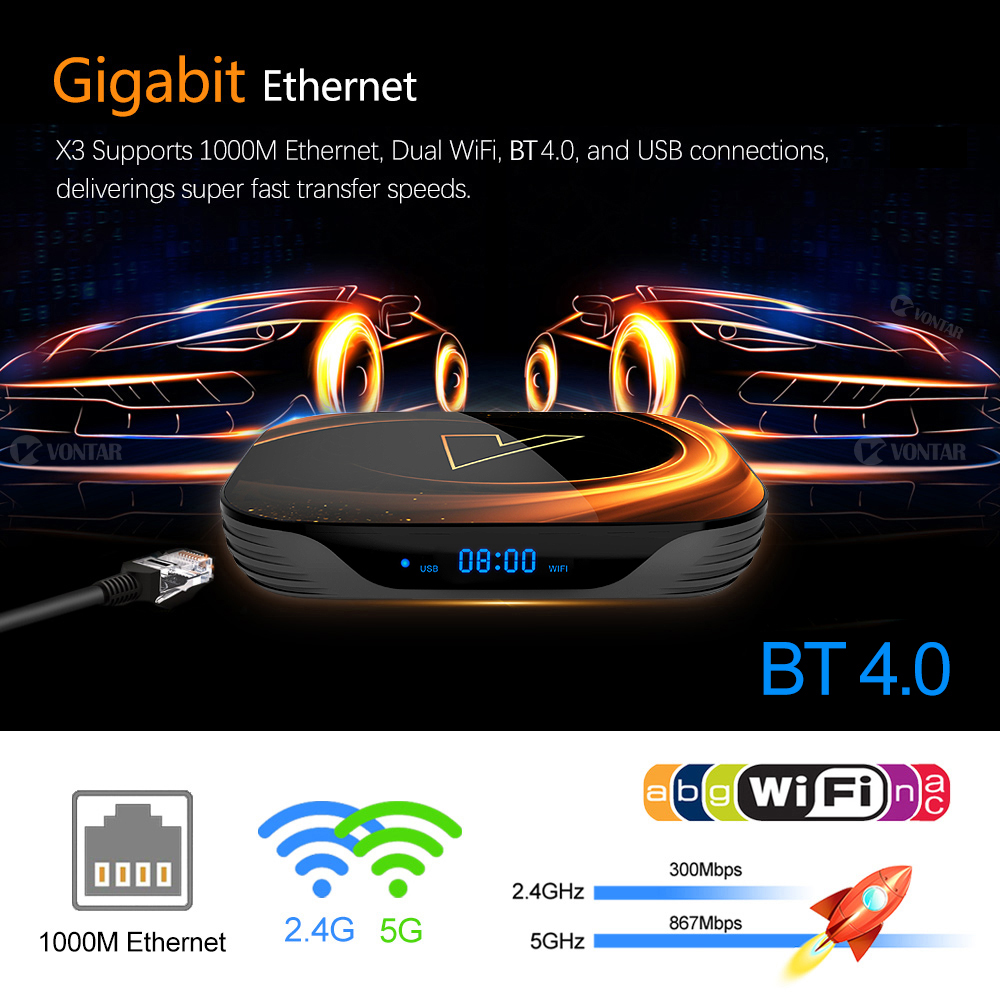 VONTAR X3 4GB 32GB 8K TV BOX أ - مراجعة Gaming Console Tv Stand وسعره