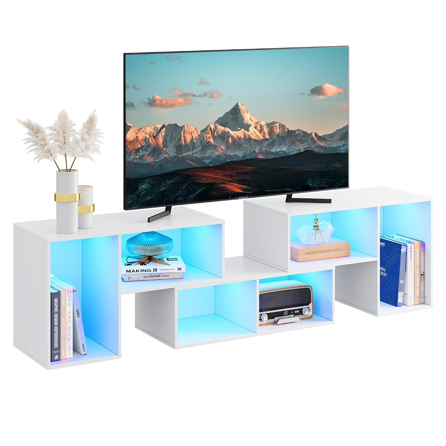 حامل تلفاز قابل للتشكيل مع شري - مراجعة Gaming Console Tv Stand وسعره