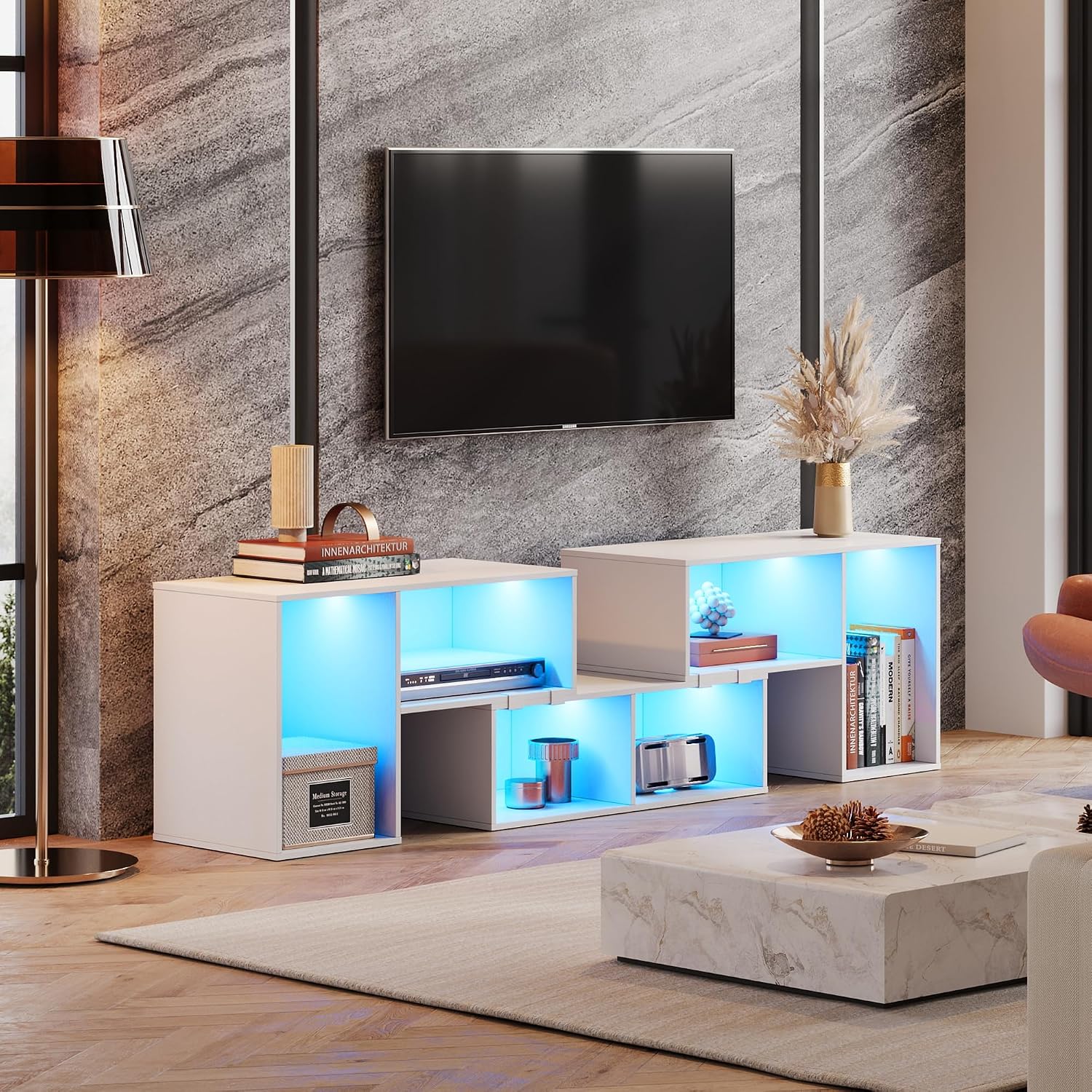 حامل تلفاز قابل للتشكيل مع شري - مراجعة Gaming Console Tv Stand وسعره