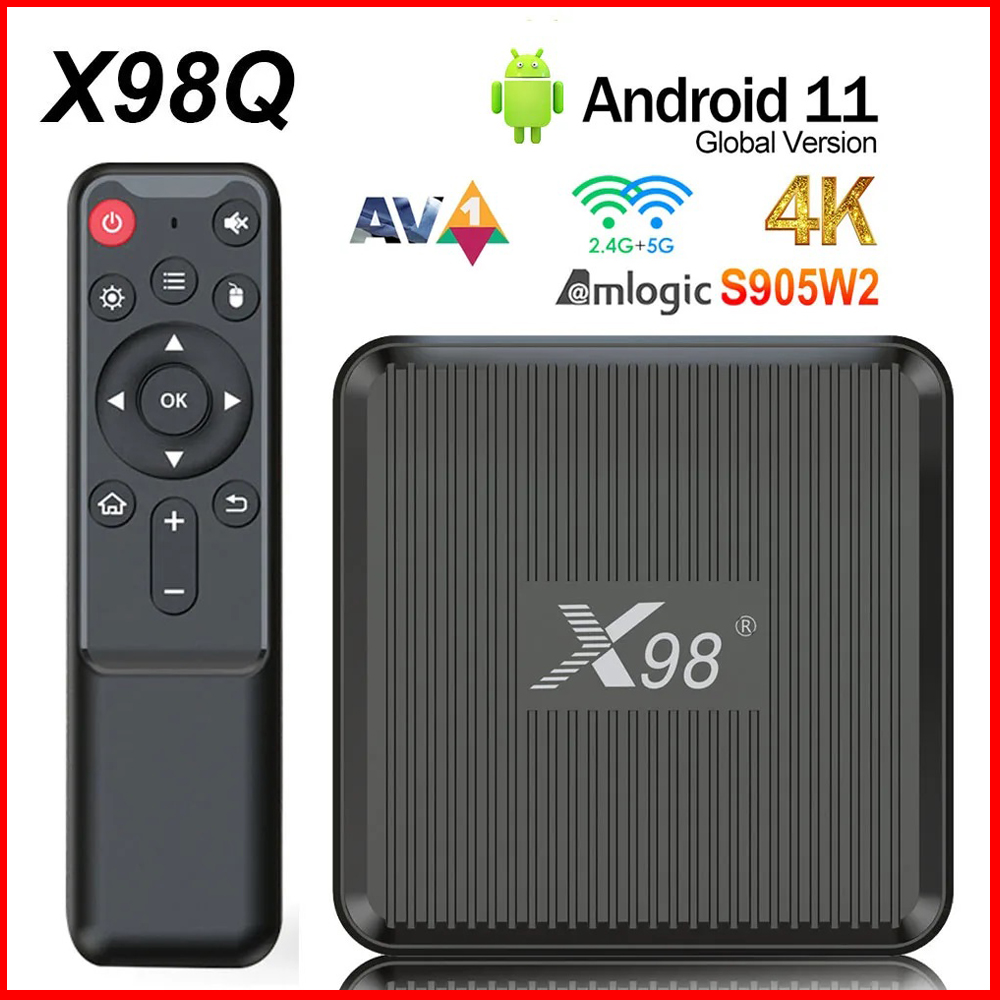 X98Q Smart TV Box AV1 Amlogic  - مراجعة Gaming Console Tv Stand وسعره